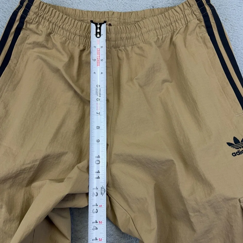 Adidas 3S Cargo Pants‎ Mens Medium Beige Originals Nylon Track Stripe Pockets